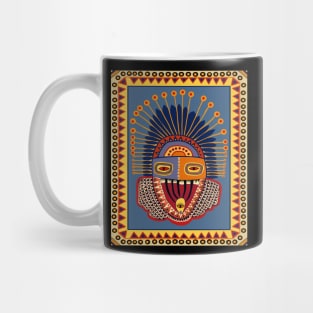 VooDou Tribal Spirit Mask - Yellow Blue Orange Mug